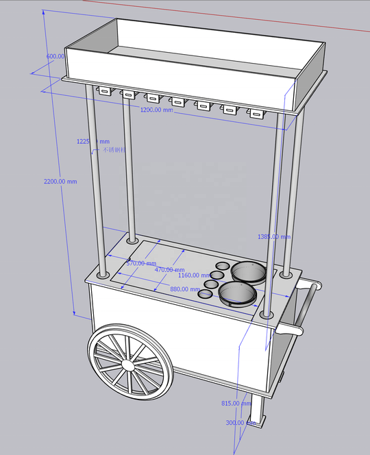PVC Champagne Cart with Wheels - White