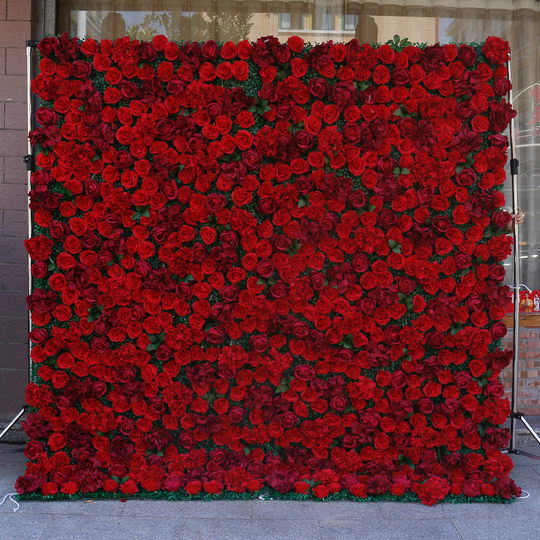 BD-045 2D Fabric Artificial Flower Backdrop Rolling Up Curtain Flower Wall - 8ft*8ft