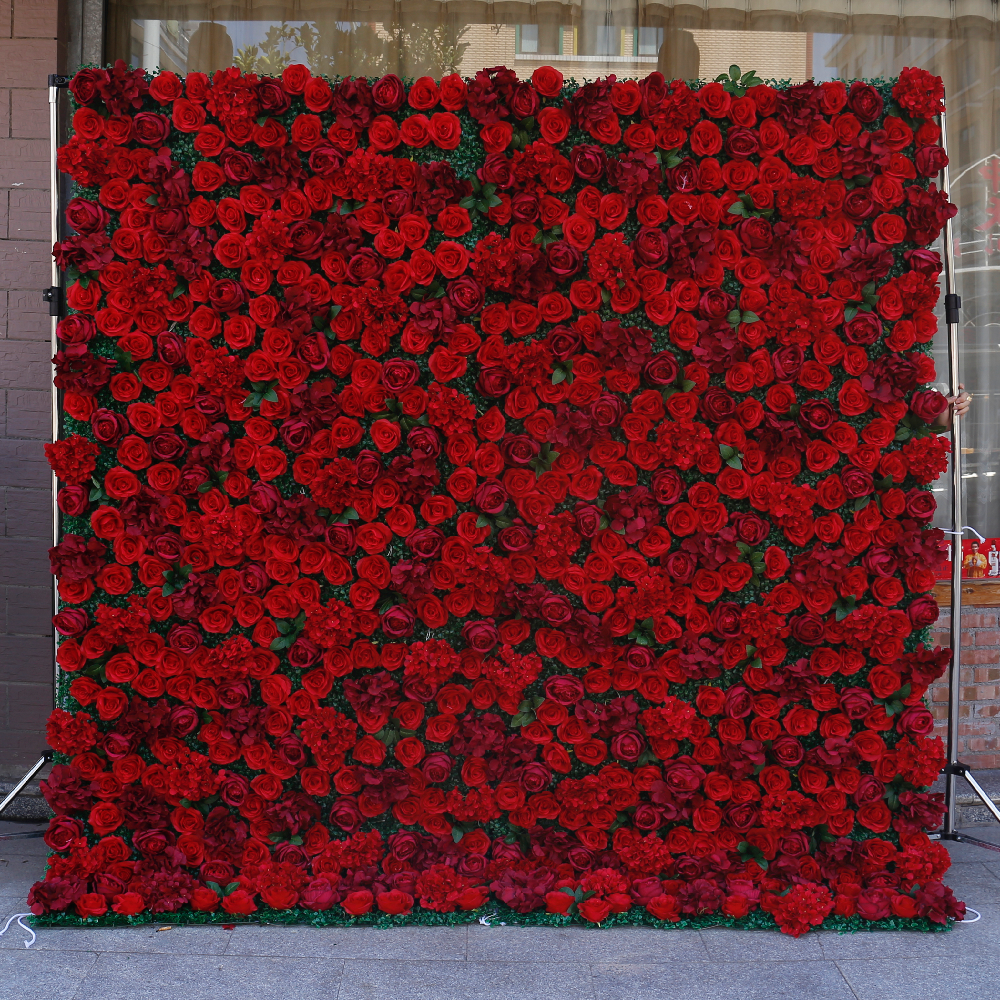 BD-045 2D Fabric Artificial Flower Backdrop Rolling Up Curtain Flower Wall - 8ft*8ft
