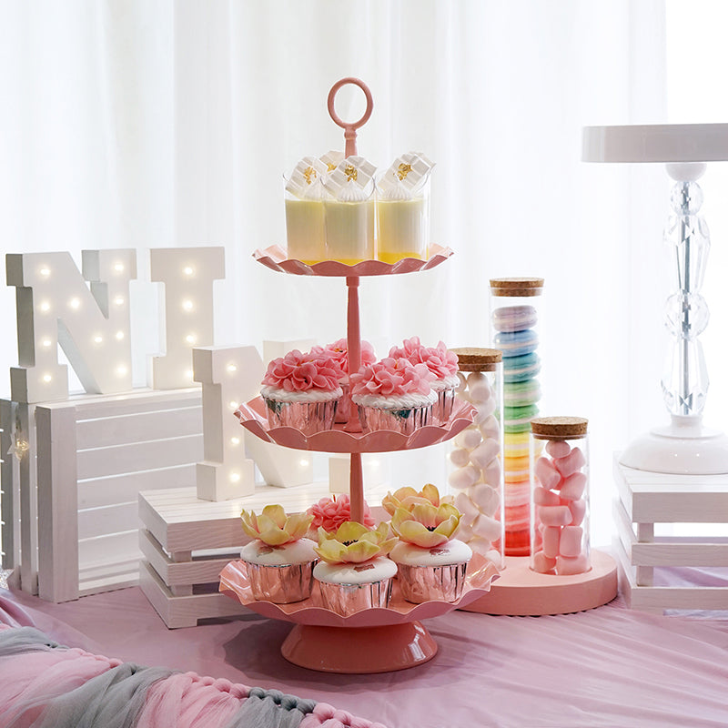Metal Dessert Cake Display Stand Set - Pink