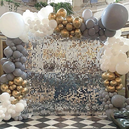 Shimmer Wall Panels / Black Backing &amp; Square Sequins - Laser Silver