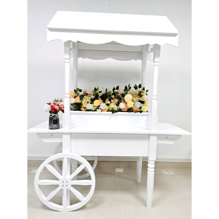 Wood Candy Dessert Cart with Wheels - White