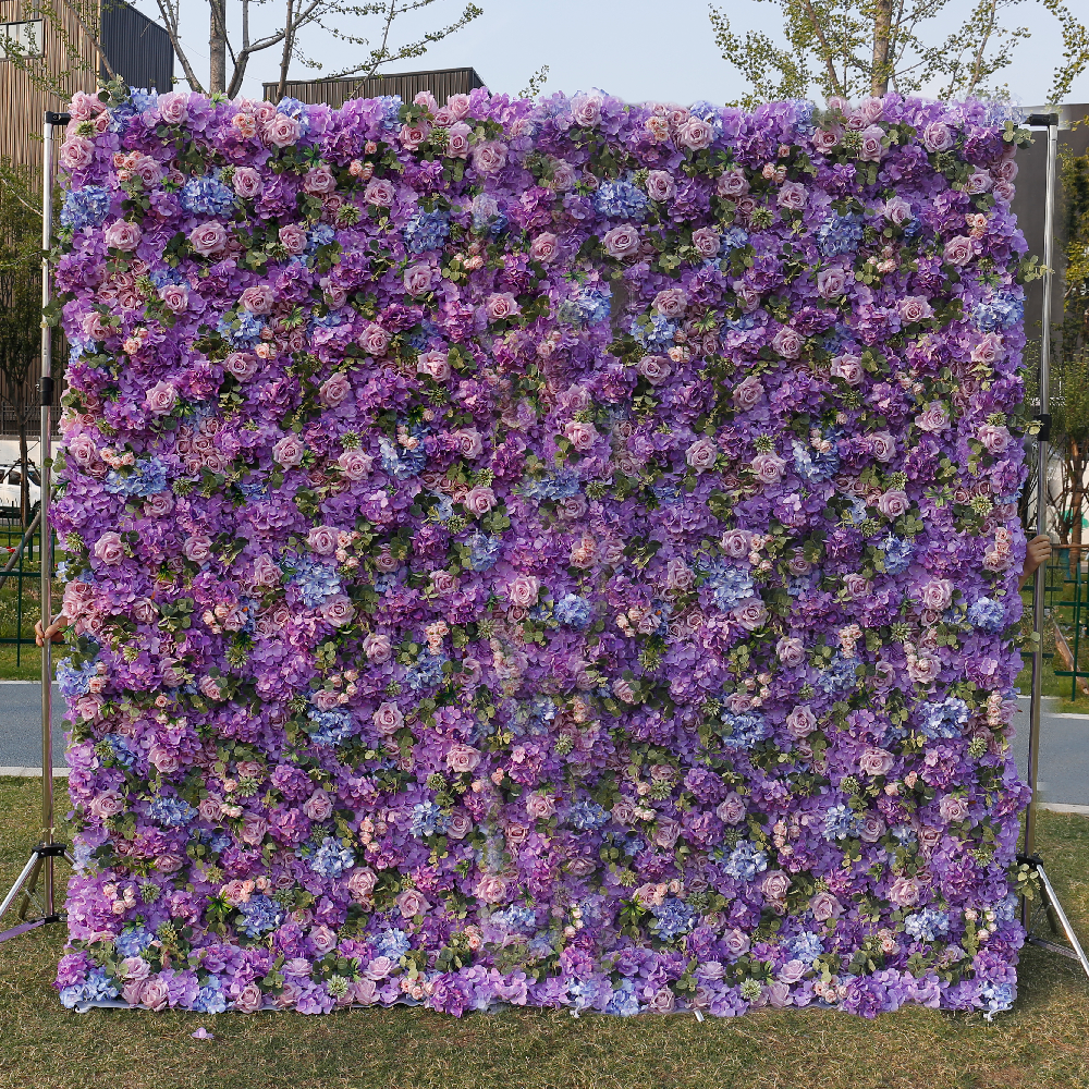 BD-048 3D Fabric Artificial Flower Backdrop Rolling Up Curtain Flower Wall - 8ft*8ft