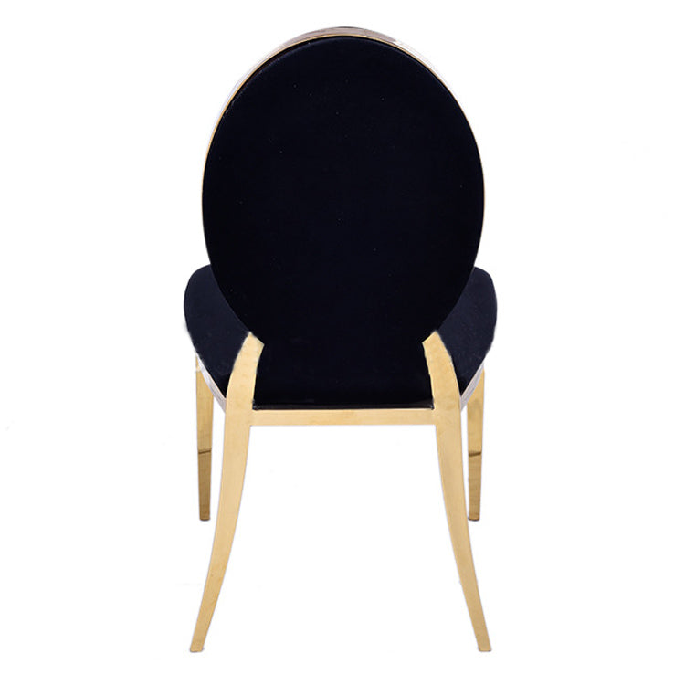 Stainless Steel Modern Padded Oval Back Alexa Dining Event Chair - Black