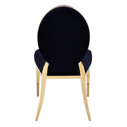 Stainless Steel Modern Padded Oval Back Alexa Dining Event Chair - Black