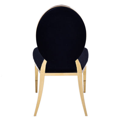Stainless Steel Modern Padded Oval Back Alexa Dining Event Chair - Black