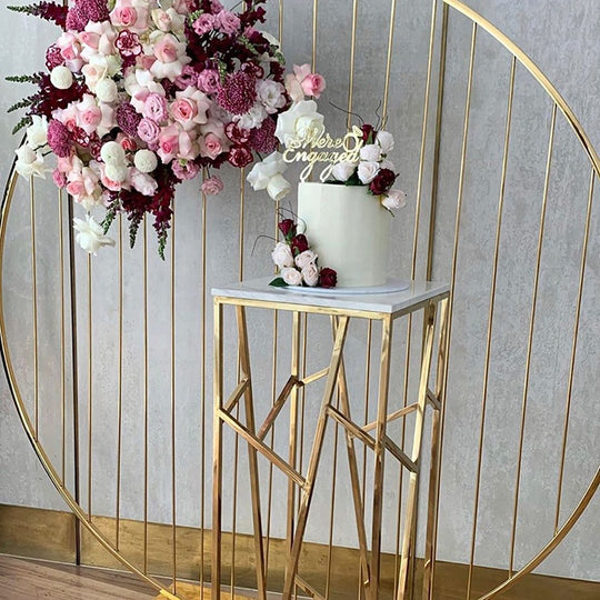 Metal Round Mesh Backdrop 65" - White/Black/Gold