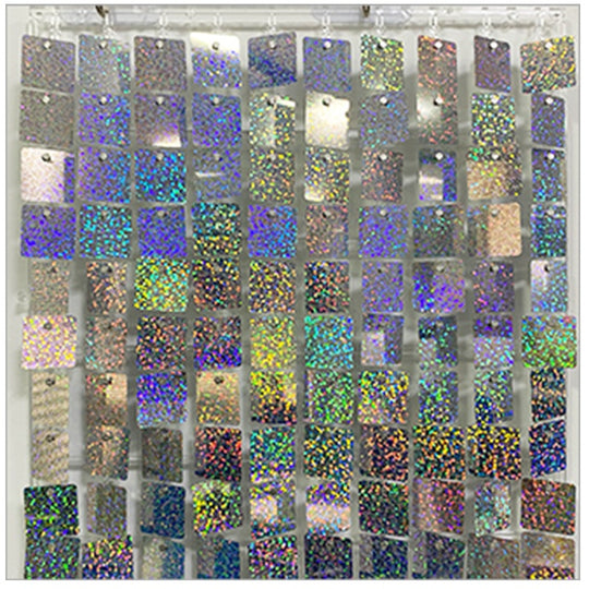 Shimmer Wall Panels / Black Backing &amp; Square Sequins - Laser Silver