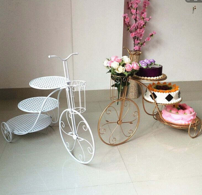 Metal Bicycle Dessert Cake Display Stand Set - Gold/White/Bronze/Black