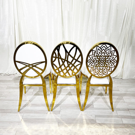 Stainless Steel Modern Padded Oval Back Alexa Dining Event Chair - Gold
