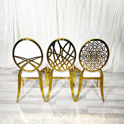 Stainless Steel Modern Padded Oval Back Alexa Dining Event Chair - Gold