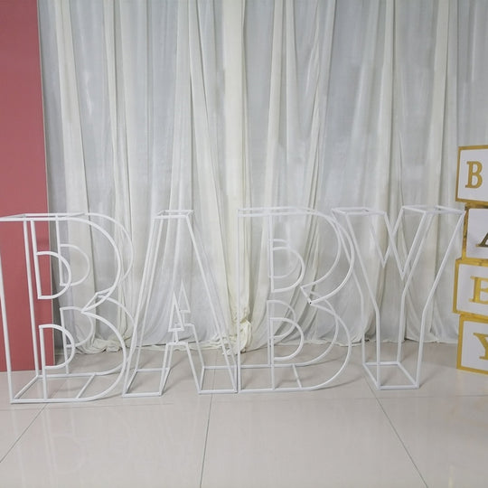 Custom Metal Letter Numbers Wire 26 Letters Decor - White/Gold