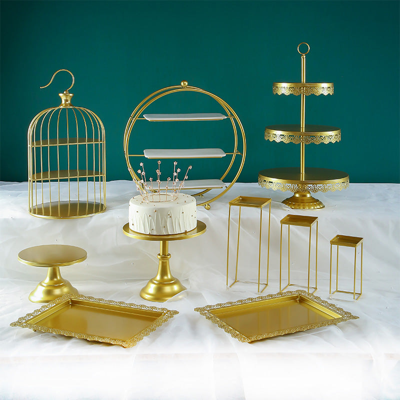 Metal Dessert Cake Display Stand Set - Gold