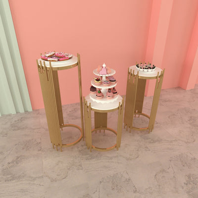 3 Pieces Stainless Steel Display Plinths Set - Silver