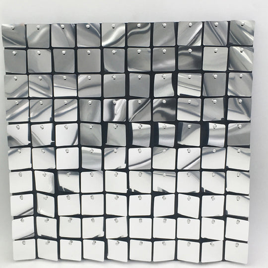 Shimmer Wall Panels / Black Backing &amp; Square Sequins - Silver