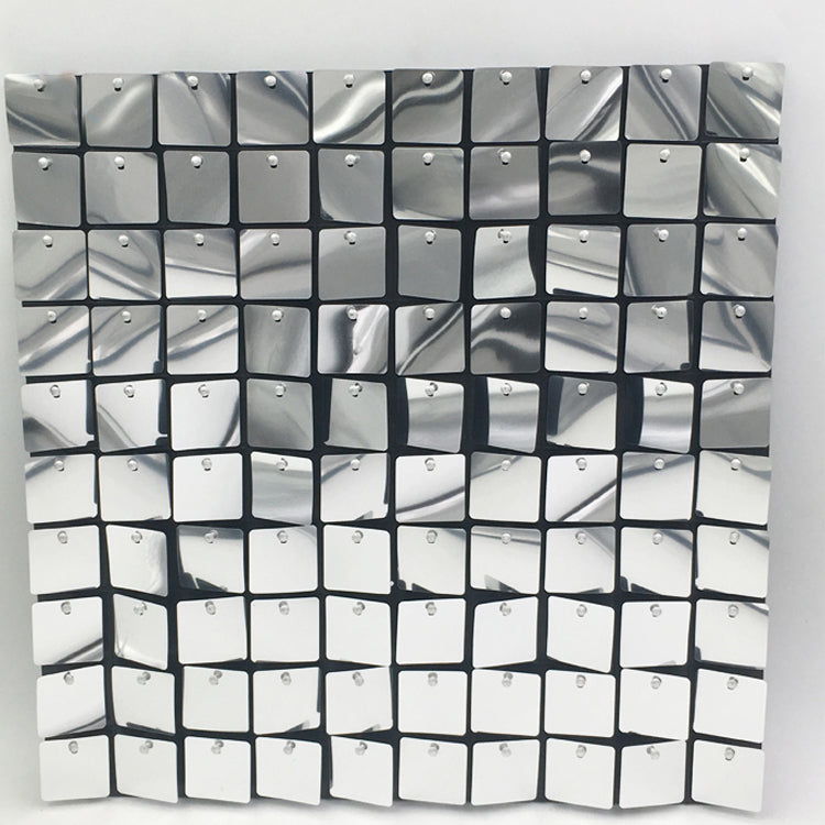 Shimmer Wall Panels / Black Backing & Square Sequins - Silver