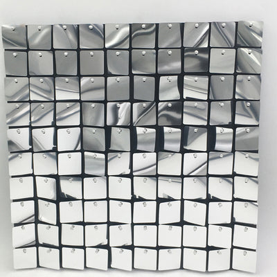 Shimmer Wall Panels / Black Backing & Square Sequins - Silver