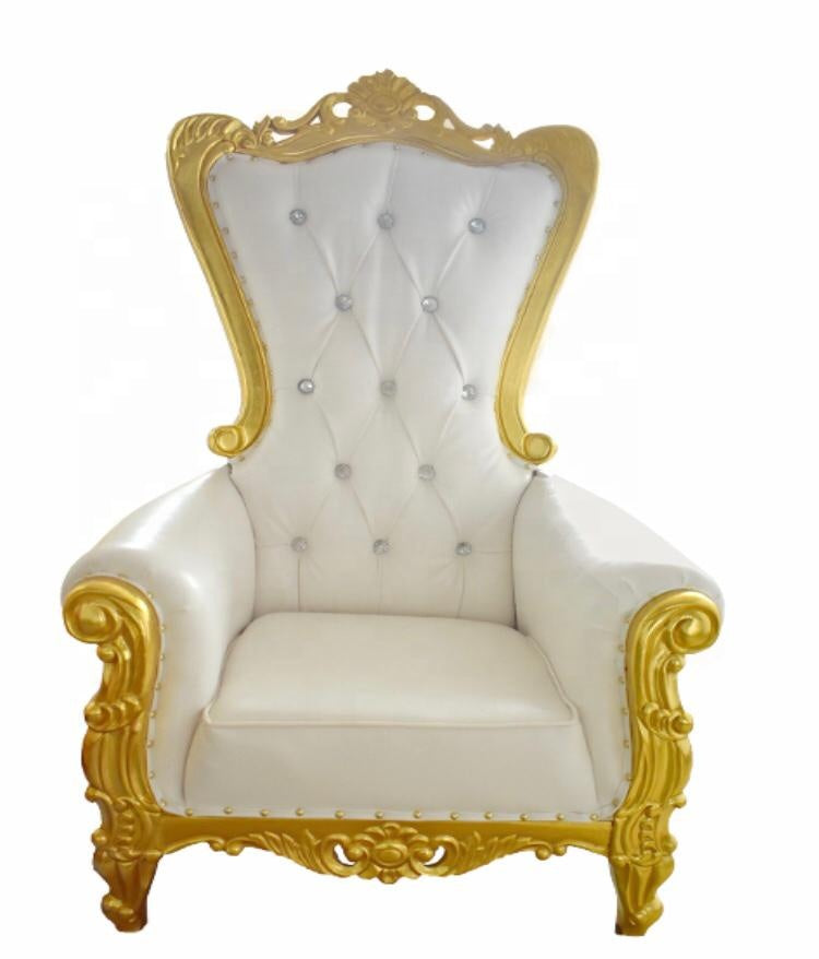 French Bride and Groom Throne Chair - White & Gold