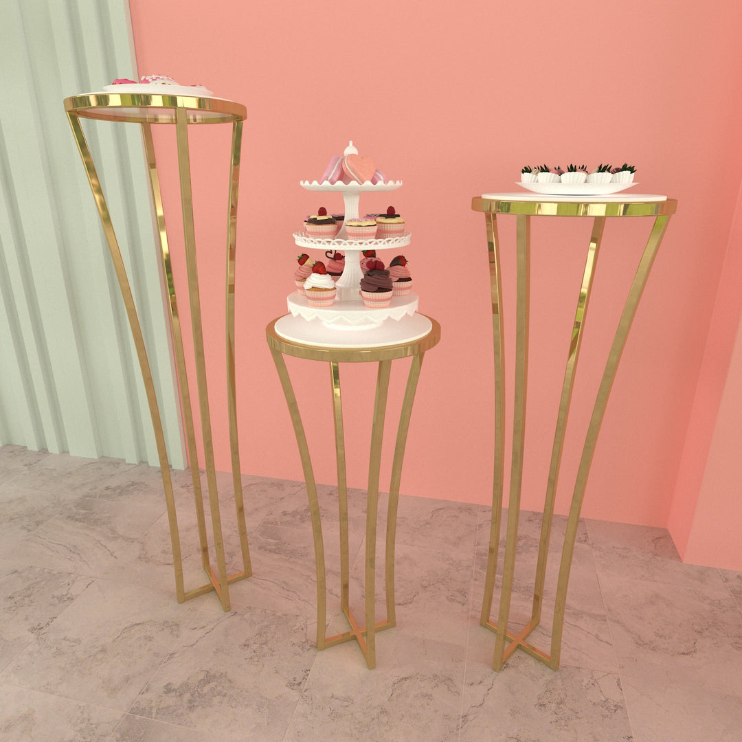 3 Pieces Stainless Steel Display Plinths Set - Gold