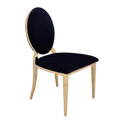 Stainless Steel Modern Padded Oval Back Alexa Dining Event Chair - Black