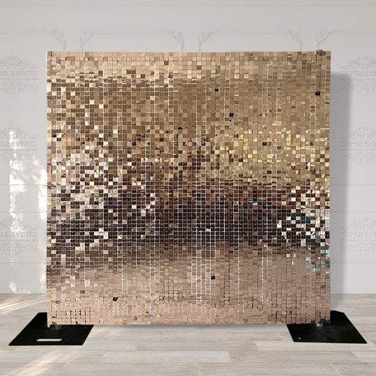 Shimmer Wall Panels / Clip Hole Backing &amp; Square Sequins - Deep Champagne
