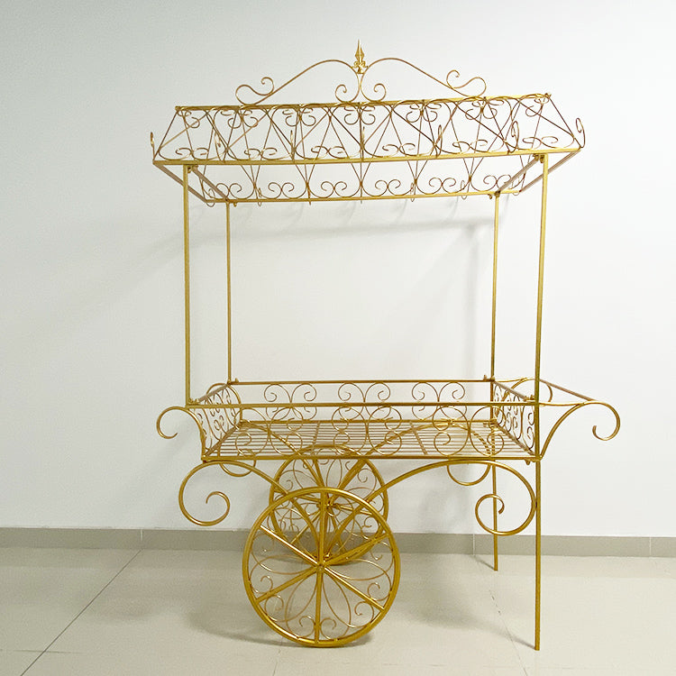 Metal Candy Dessert Cart with Wheels - Gold