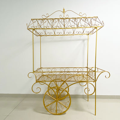 Metal Candy Dessert Cart with Wheels - Gold