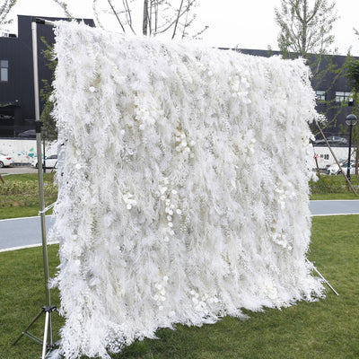 HE-BD029 5D Feather Backdrop Rolling Up Curtain Flower Wall - 8ft*8ft