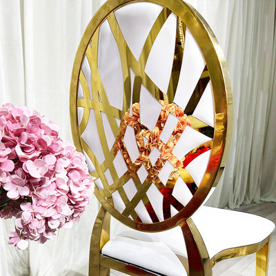 Stainless Steel Modern Padded Oval Back Alexa Dining Event Chair - Gold