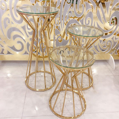 3 Pieces Stainless Steel Display Plinths Set - Silver