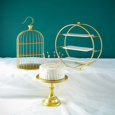 Metal Dessert Cake Display Stand Set - Gold