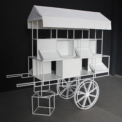 Metal Candy Dessert Cart with Wheels - Black/White/Pink/Blue