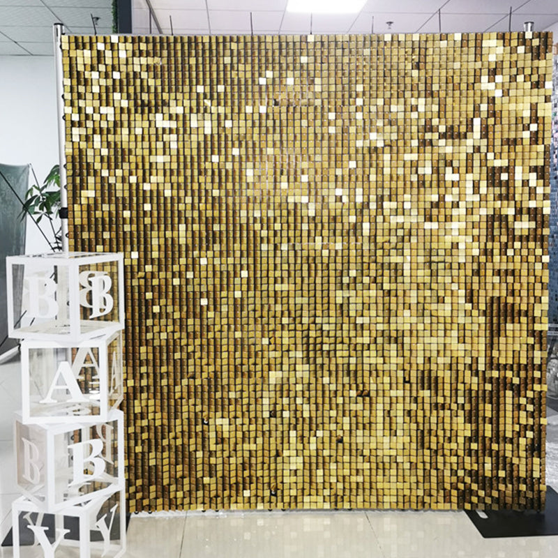Shimmer Wall Panels / Clip Hole Backing & Square Sequins - Bubble Gold