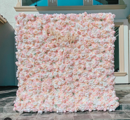 BD-019 3D Fabric Artificial Flower Backdrop Rolling Up Curtain Flower Wall - 8ft*8ft