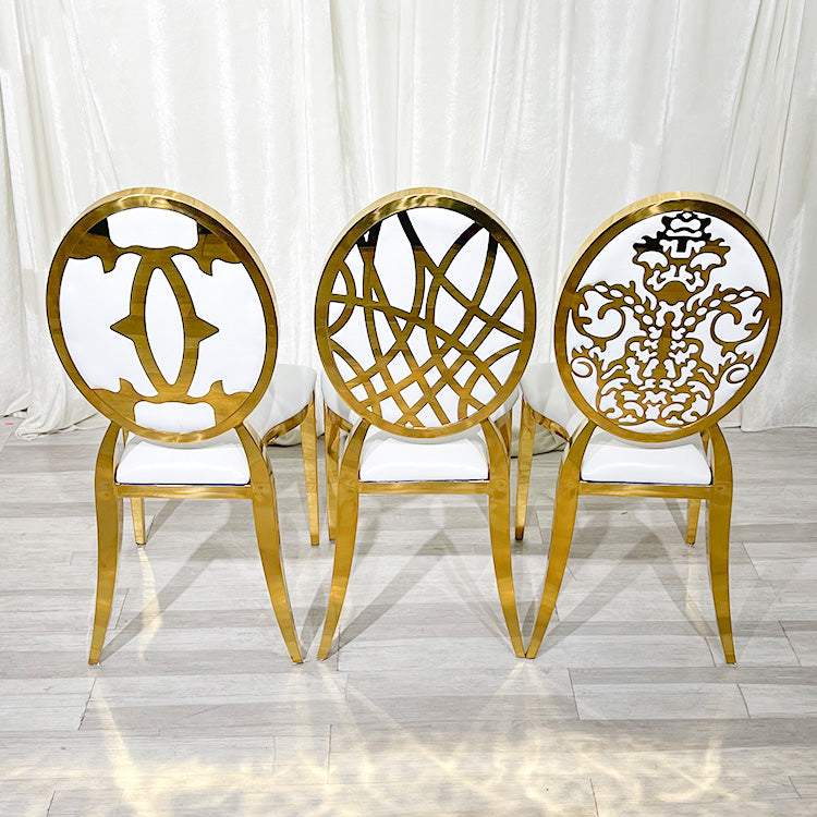 Stainless Steel Modern Padded Oval Back Alexa Dining Event Chair - Gold
