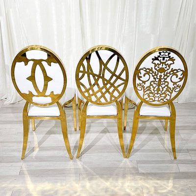Stainless Steel Modern Padded Oval Back Alexa Dining Event Chair - Gold