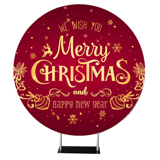 Round Backdrop Set with Red Cover and Carrying Bag - 7ft