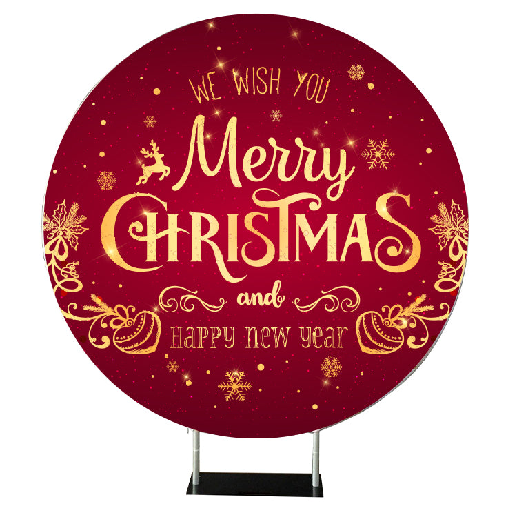 Round Backdrop Set with Red Cover and Carrying Bag - 7ft