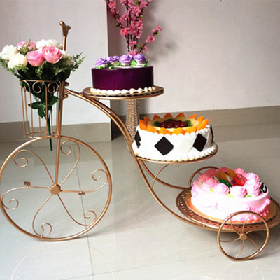 Metal Bicycle Dessert Cake Display Stand Set - Gold/White/Bronze/Black