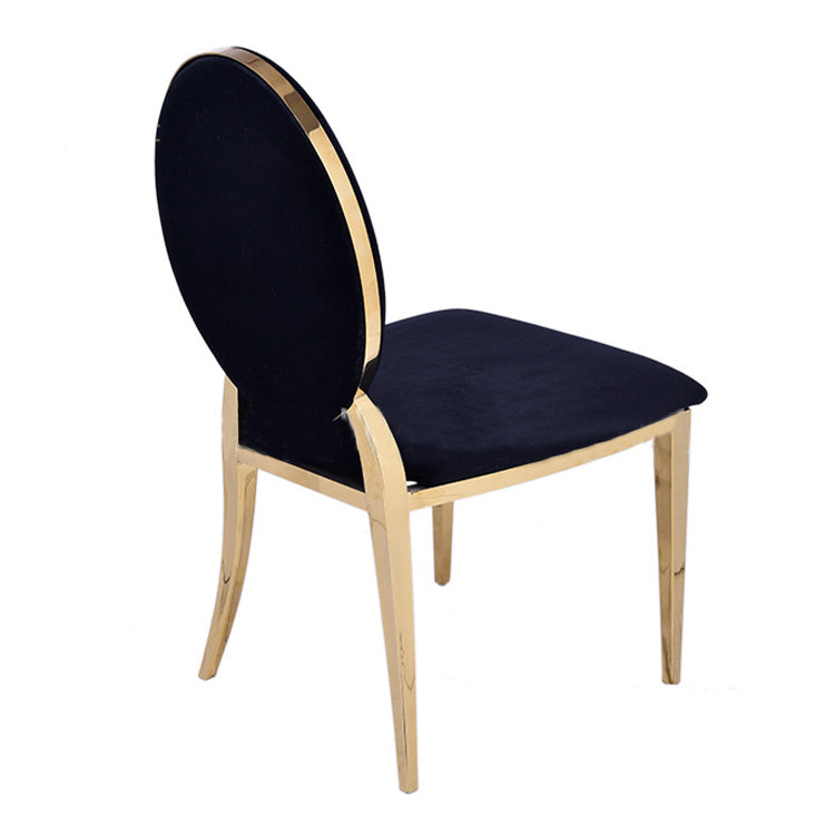 Stainless Steel Modern Padded Oval Back Alexa Dining Event Chair - Black