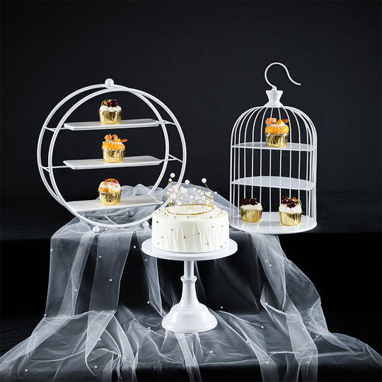 Metal Dessert Cake Display Stand Set - White