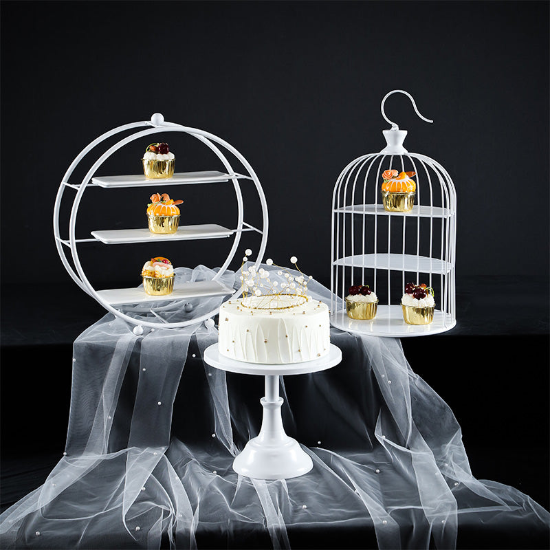 Metal Dessert Cake Display Stand Set - White