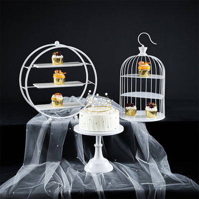 Metal Dessert Cake Display Stand Set - White
