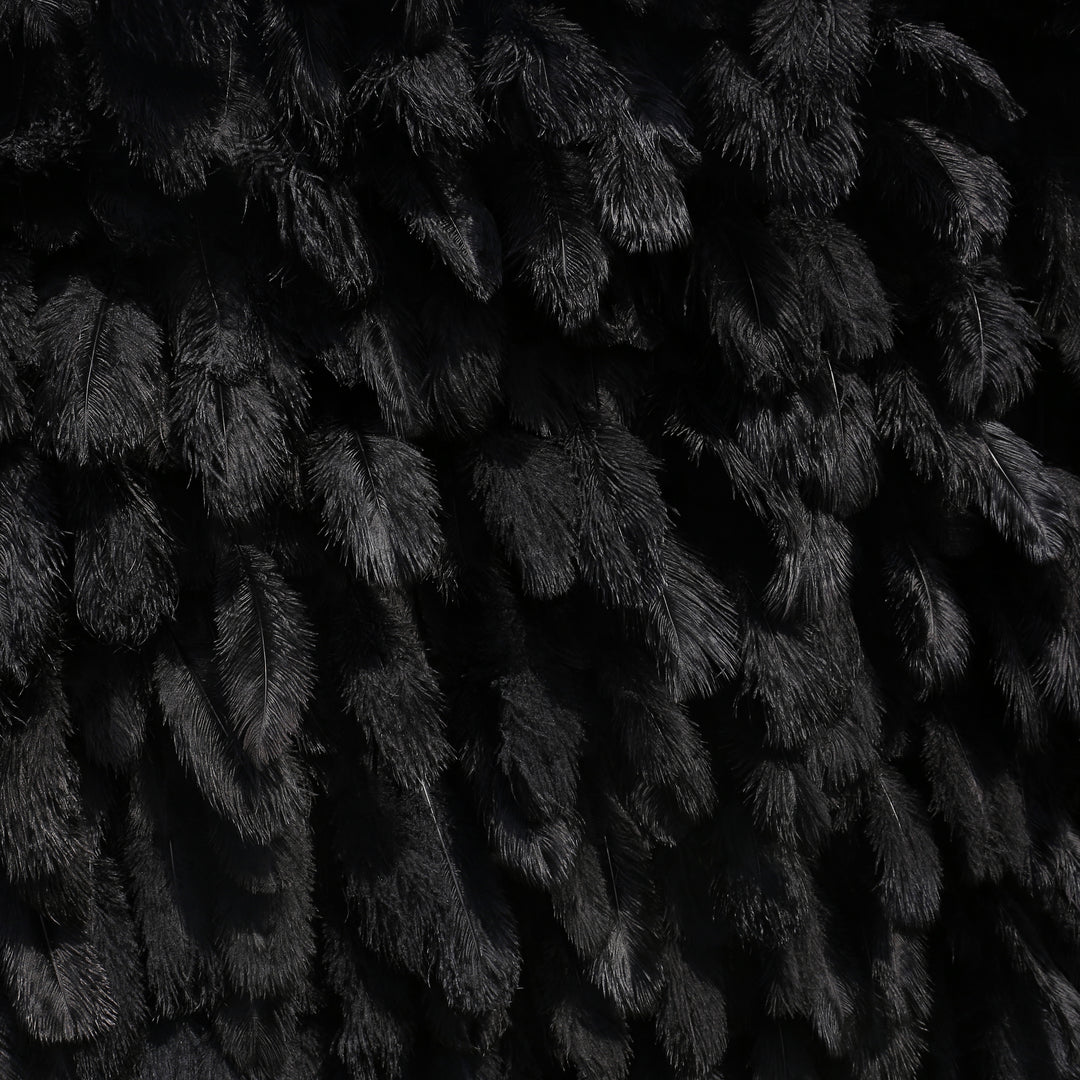 HE-BD031-1 5D Black Feather Backdrop Rolling Up Curtain Flower Wall - 8ft*8ft