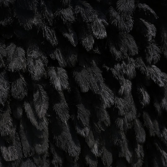 HE-BD031-1 5D Black Feather Backdrop Rolling Up Curtain Flower Wall - 8ft*8ft