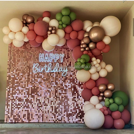 Shimmer Wall Panels / Black Backing &amp; Square Sequins - Matte Pink