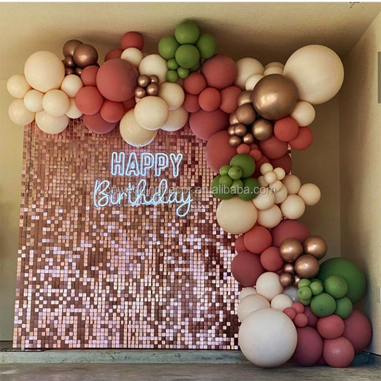 Shimmer Wall Panels / Clip Hole Backing &amp; Square Sequins - Matte Pink