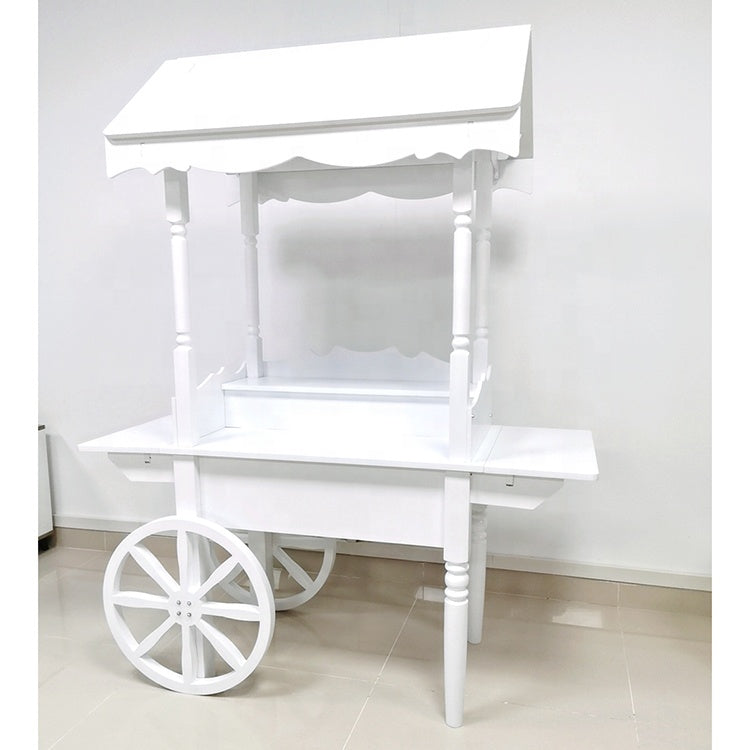 Wood Candy Dessert Cart with Wheels - White