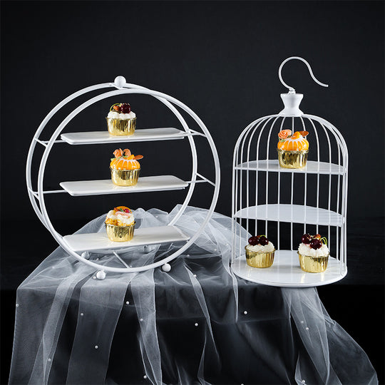 Metal Dessert Cake Display Stand Set - White