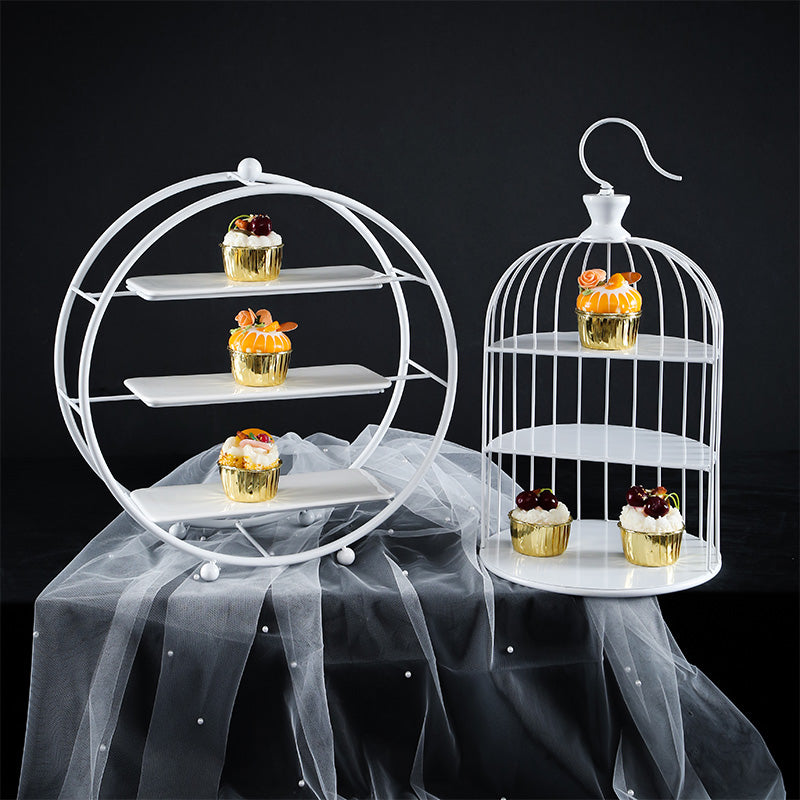 Metal Dessert Cake Display Stand Set - White